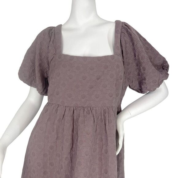 Madewell NWT Floral Quilted Puff Sleeve Mini Dress Purple Fig Multi Jacquard  L - Picture 7 of 13